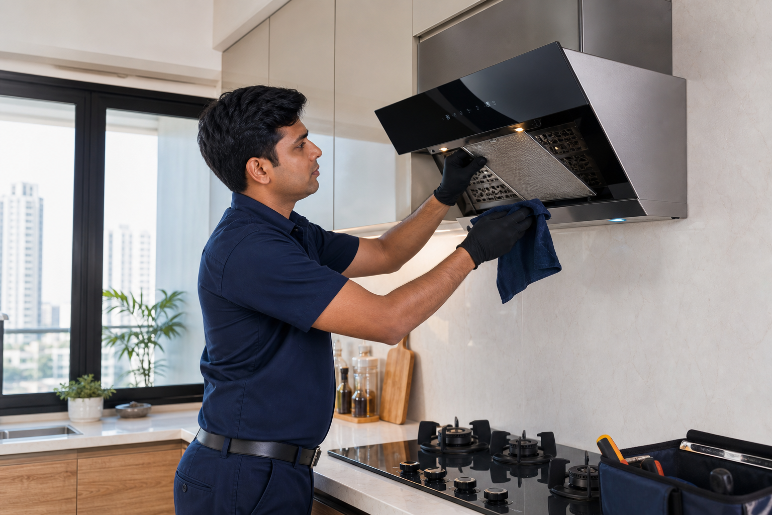 Atozora chimney technician on duty in Mumbai